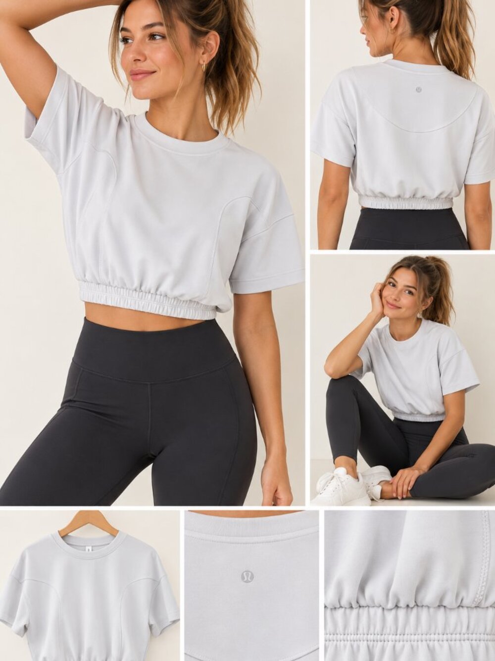 🤍✨ Lululemon White Cropped Short Sleeve Pullover Top ✨🤍